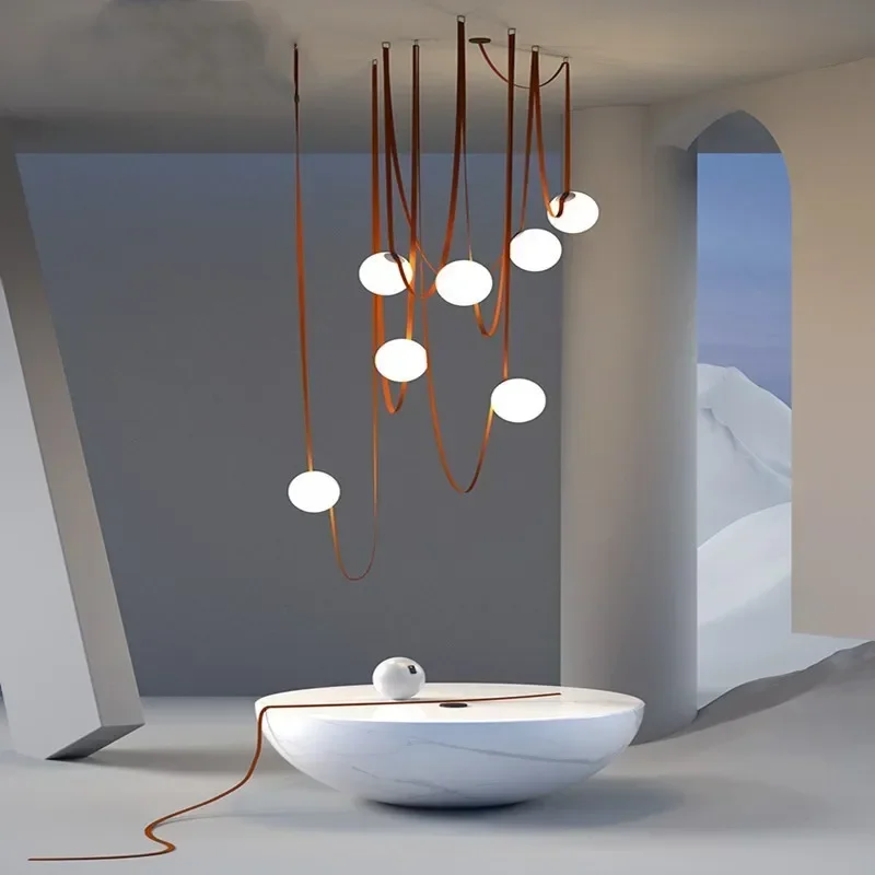 

Modern Belt Glass Ball LED Pendant Lights Table For Living Room Bedroom Kitchen Chandelier Lamps Home Decoration Lusters Fixture