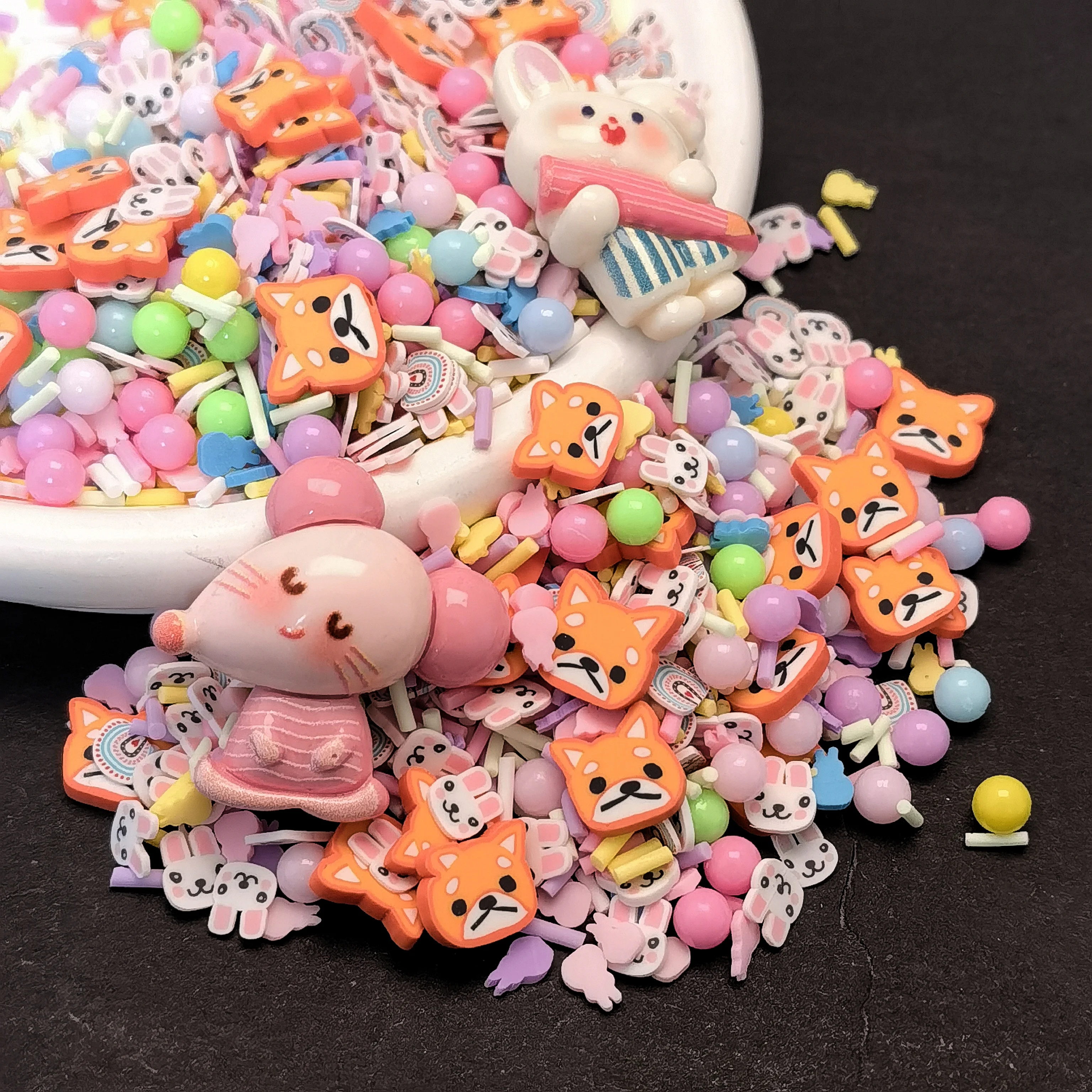 Mixed Cartoon Rabbit Dog Mixed Clay Slices Nail Art Resin 3D DIY UV Resin Epoxy Mold Filler For Jewelry Making Tools