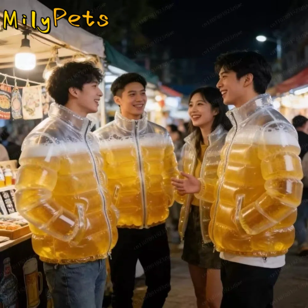 Hilarious Leak-proof Transparent Beer Jacket Portable Wearable Beer-Filled Jacket PVC Refillable Beverage Jacket Pools