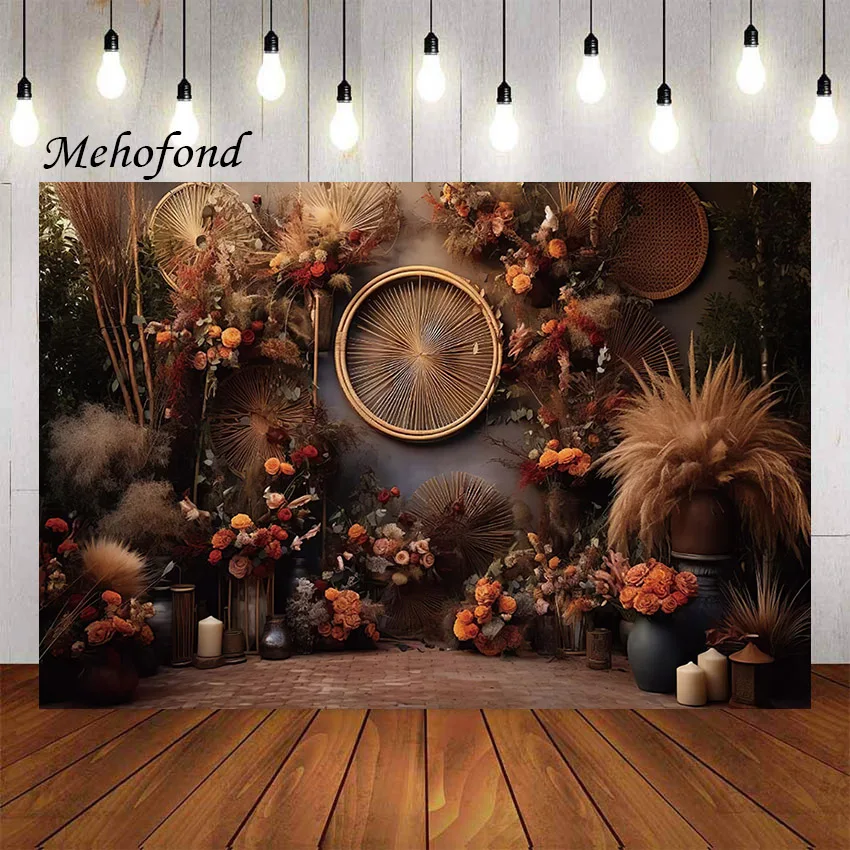 

Mehofond Photography Background Retro Boho Pampas Floral Kid Birthday Party Wedding Pregnant Portrait Decor Photo Backdrop Studi