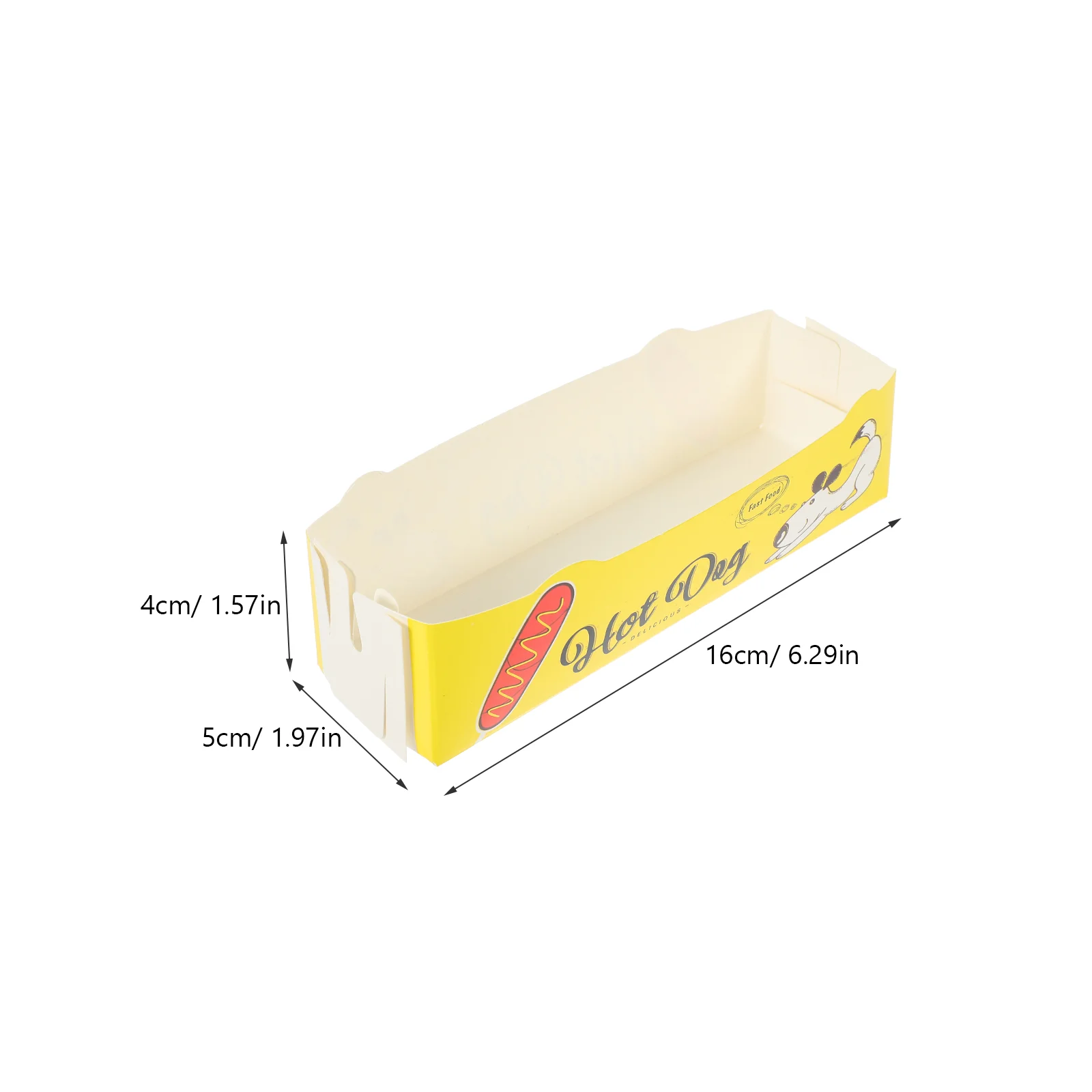 50pcs Disposable Paper Food Serving Tray Foldable Coating Snack Open Box Hot Dog Fries Chicken Box