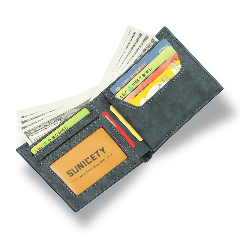 RFID Protection Men Wallets Foldable Multi-card Holders Short PU Leather ID Folder Package Business Purses Convenient Male Bags