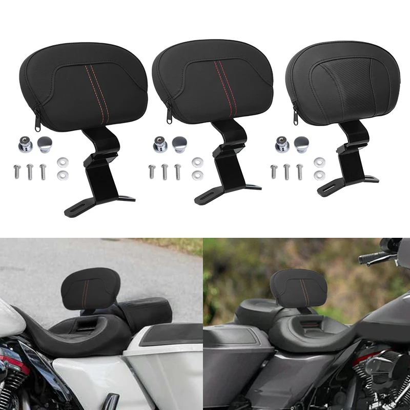 

Motorcycle Black Front Driver Backrest Pad For Harley CVO Touring Road King Electra Street Road Glide Ultra Classic FLHTCU 09-23