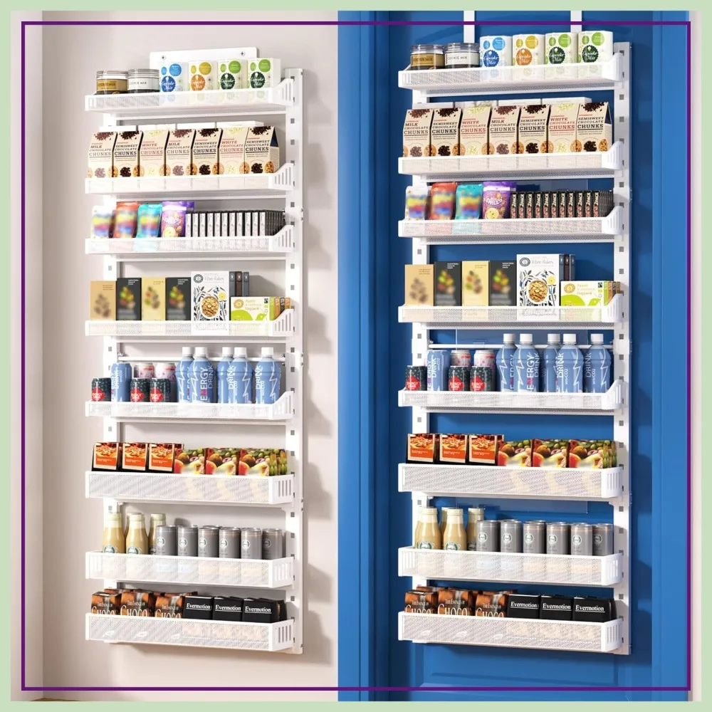 

8-Tier Over the Door Spice Rack Organizer, Large Heavy Duty Metal Wall Mount, 2 in 1 Rust-Proof Hanging Storage Shelf for Kitchen Pantry Bathroom Laundry Closet
