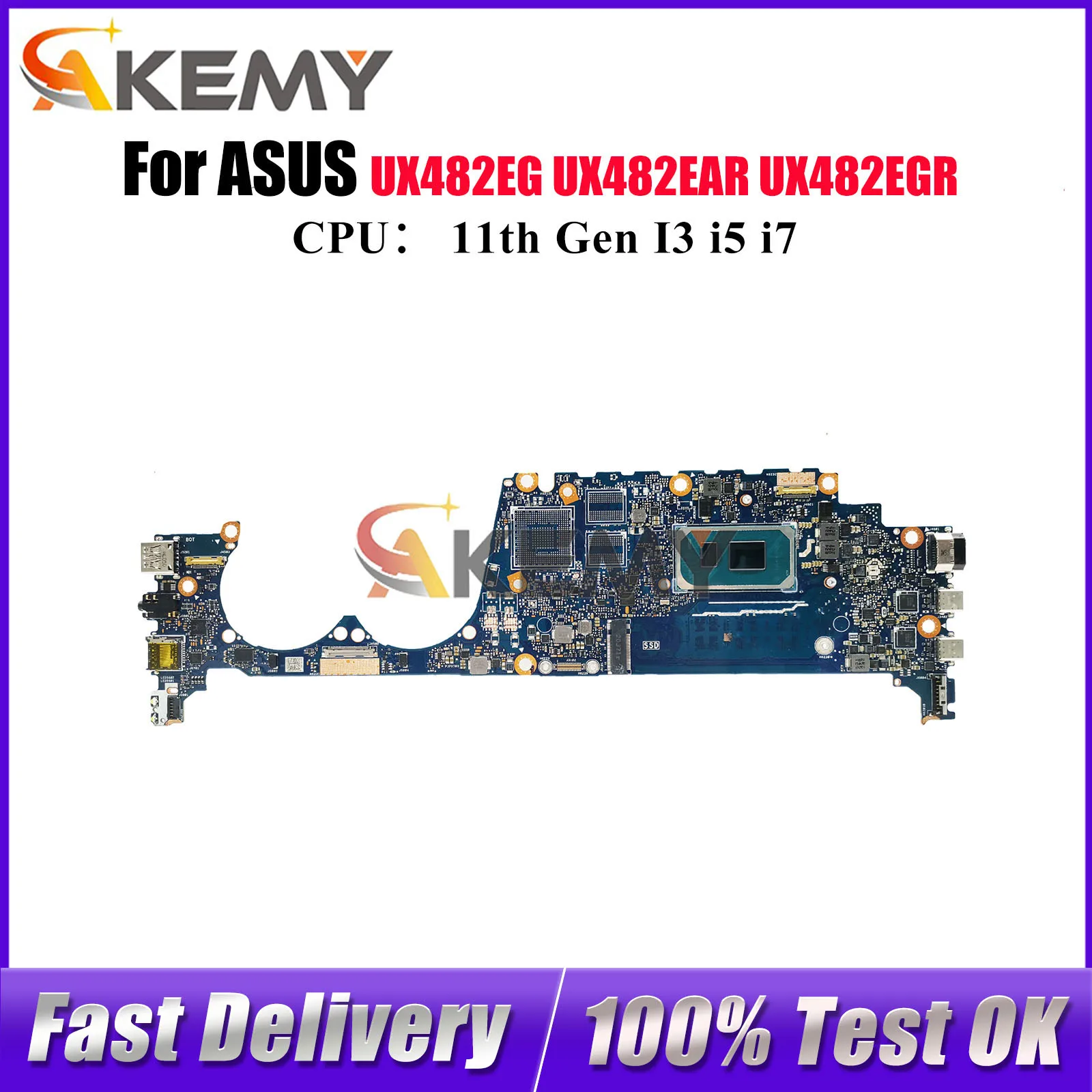 

Материнская плата UX482EAR для ноутбука ASUS UX482EA UX482E UX482EGR UX4100E BE482E UX482EG UX482EAR BX482E, материнская плата 11-го поколения I3 i5 i7