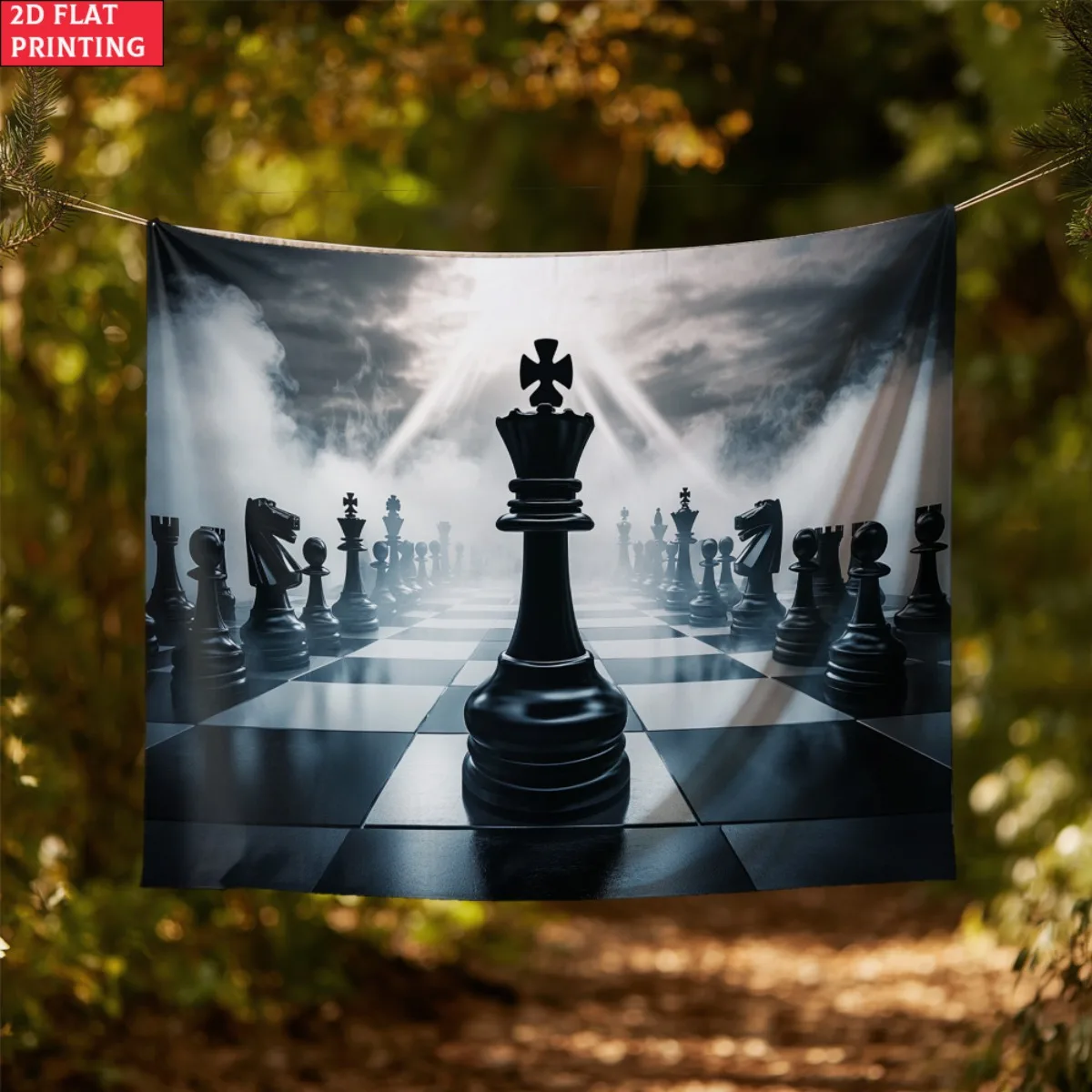 unframed Chess King Game Strategy Tapestry Chessboard Warrior Battle Scene Wall Art for Gamer Room Study Office Home Decor view 3