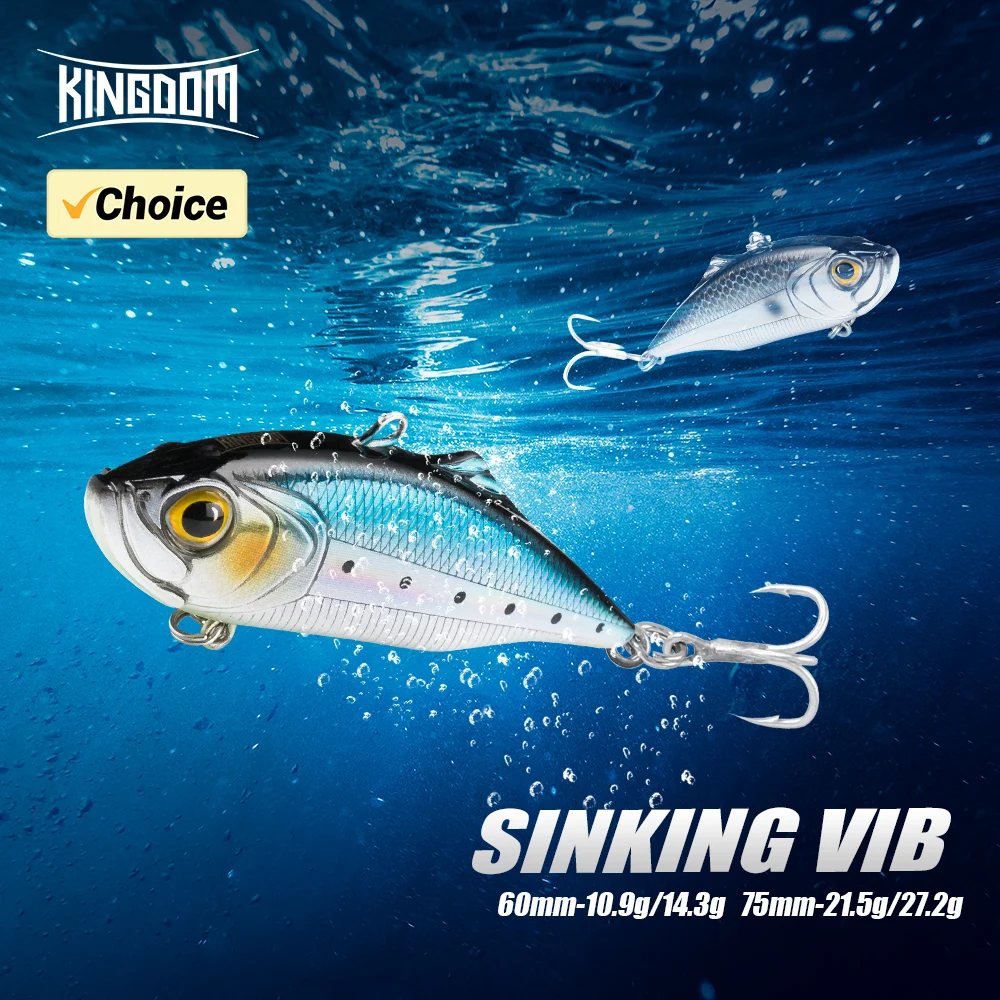 Kingdom VIBE-Señuelos de pesca que se hunden, cebo Artificial de 60mm y 75mm, Swimbaits, Wobblers duros para pesca de Lucio