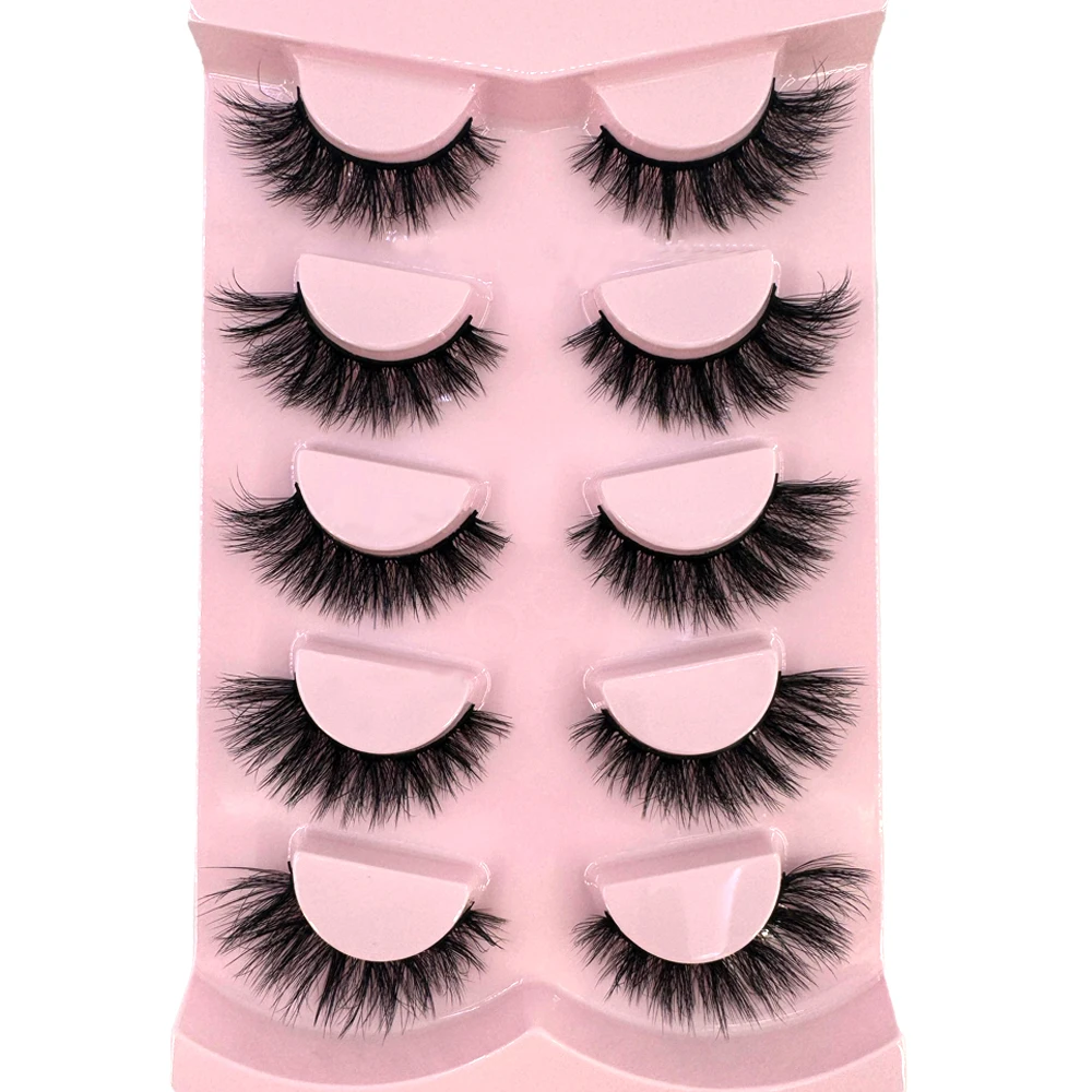 Neue 5 Paar künstliche Wimpern, Nerzfell weich und flauschig, kurz, Drag Queen Wimpern natürlich gelockt, geeignet für Selbstverpflanzung