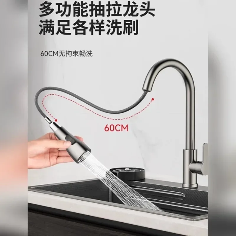 

DurableGun Gray Kitchen 304 Stainless Steel Sink 60*45cm Household Thickened Dishwashing and Vegetable Washing Integrated Basin