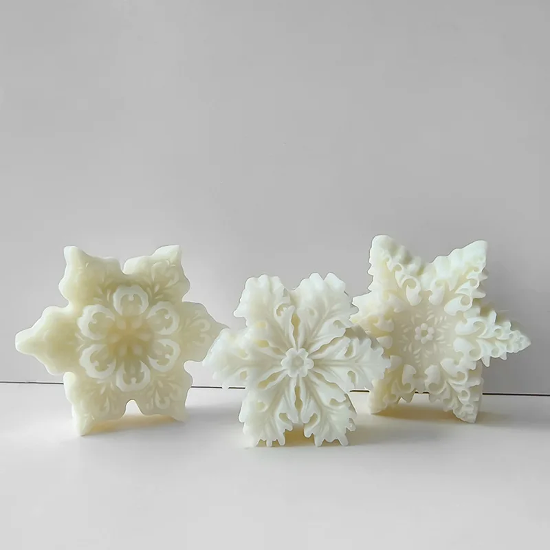 Christmas Star Mold Snow Silicone Mold Hexagon Star Snow Scented Candle Chocolate Biscuit Cake Decoration Mold