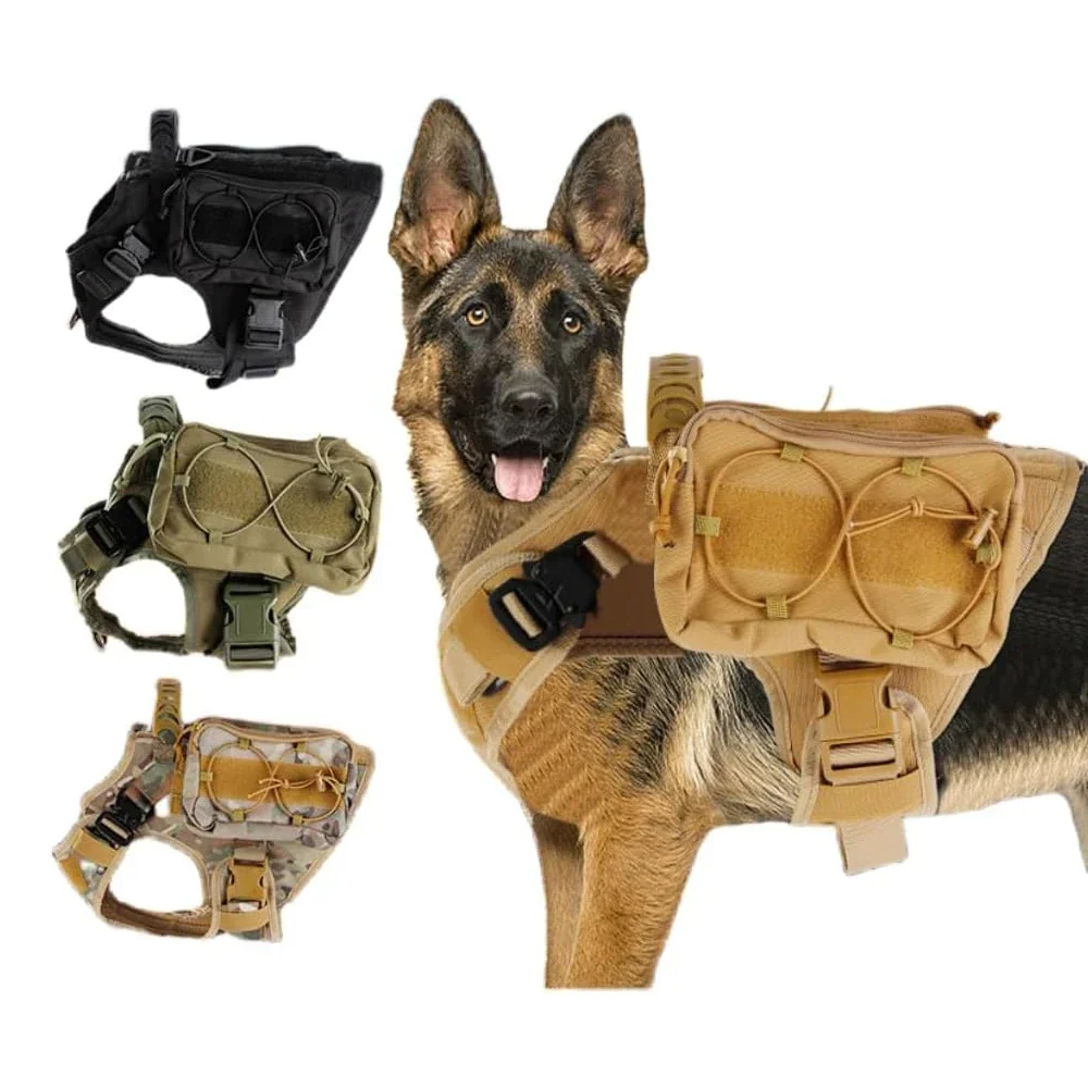 

Molle System Tactical Dog Harness Heavy Duty No Pull Multifunctional Adjustable Safety Vest Harness For Large Dogs