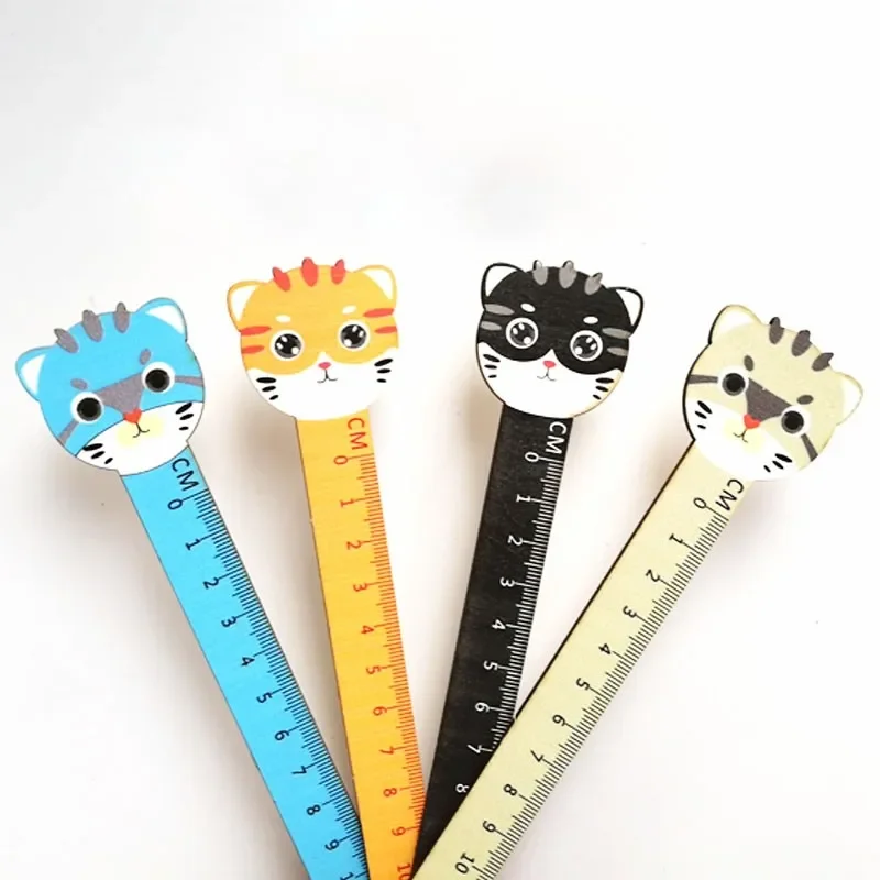1Pcs Patchwork Rules DIY Drafting School Supplies Kawaii Length 15CM Cartoon Cat Ruler Stationery Cute Stationery