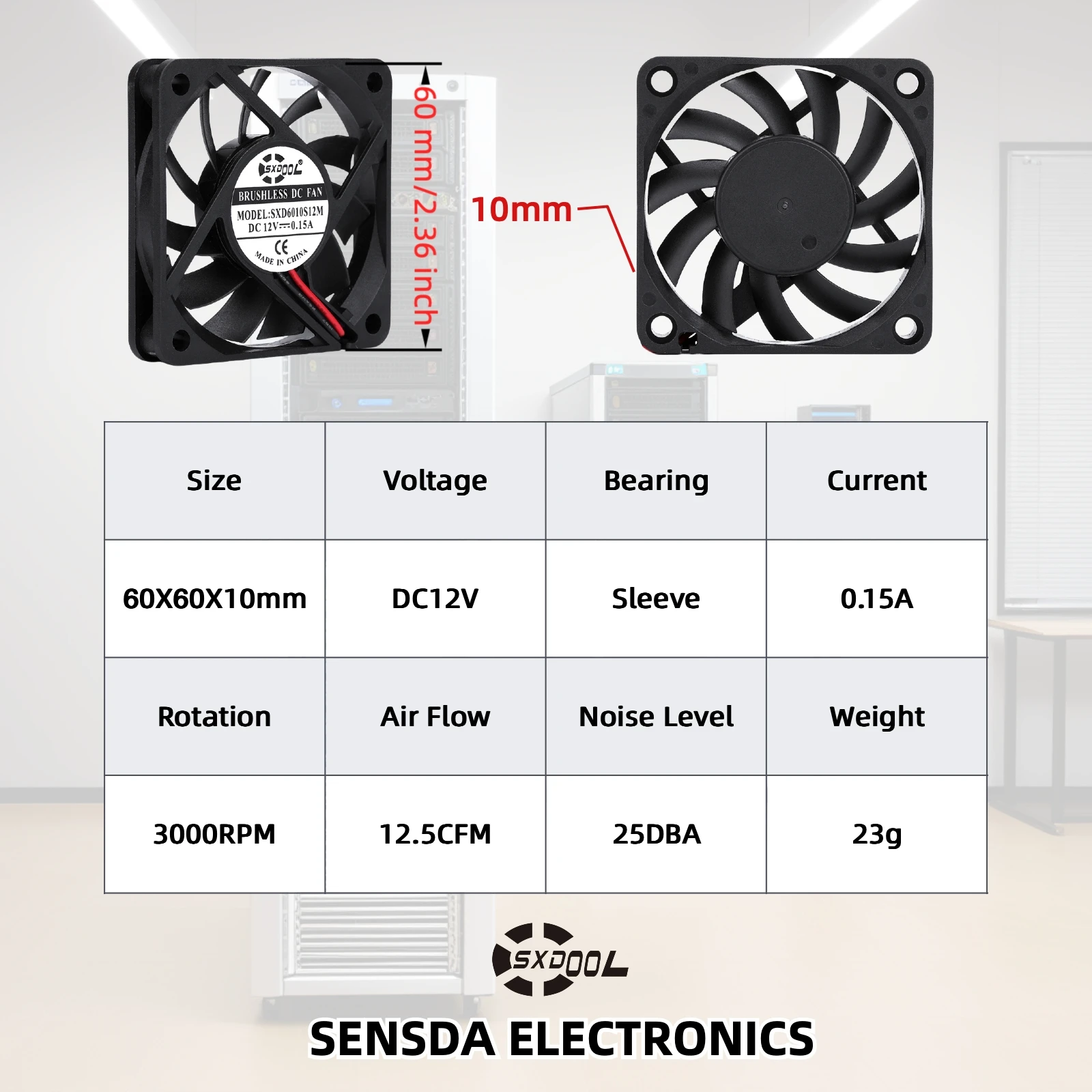4010 5010 6010 40mm 50mm 60mm DC Brushless Silent Cooling Fans, 12V/24V, 10mm Thin Quiet with Oil Bearing for PC, Electronics,