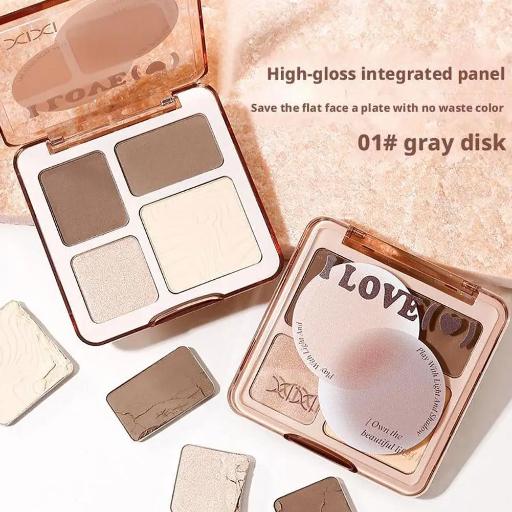 Paleta do konturowania twarzy z matowymi rozświetlaczami i bronzerami, 4 kolory, długotrwały makijaż, cienie do konturowania twarzy, kosmetyki do stylizacji.