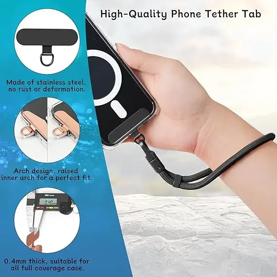 1-4PCS Stainless Steel Metal Phone Lanyard Gasket Patch Anti-lost Detachable Mobile Phone Rope Card Clip Strap Hang Cord Tab