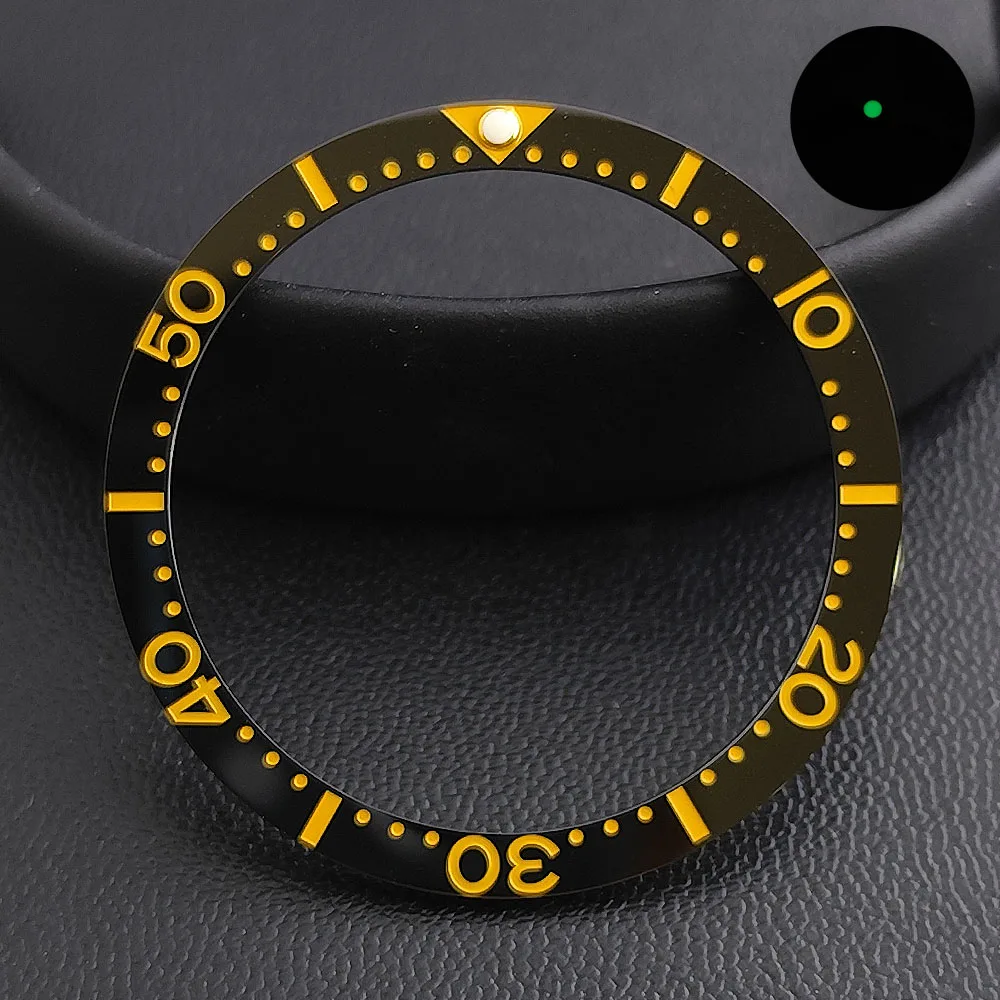 Inserto de bisel de reloj de cerámica de moda plana de 38mm x 31,5mm apto para cajas de reloj SKX007 SKX009 SRPD NH35 NH36 piezas de reloj de movimiento