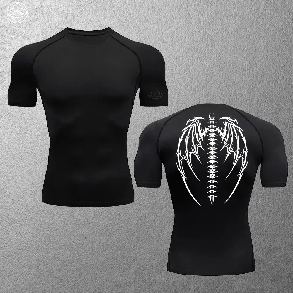 Zomerfitness Heren Sneldrogende Top Dunne Hardloopt-Shirt Gym Jogging Training Ademende Compressie S-3XL Met Korte Mouwen