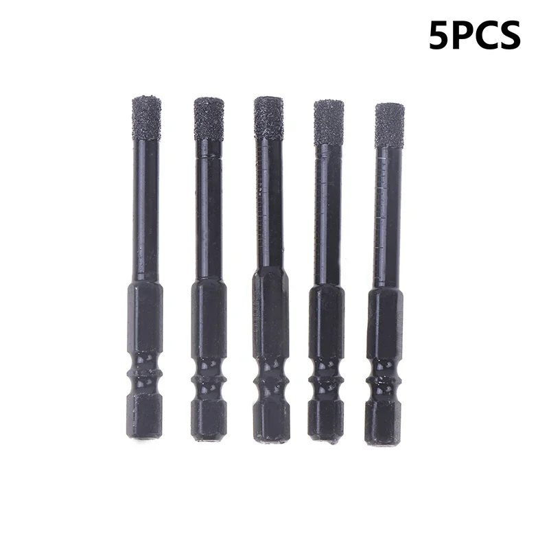 5pcs 6mm Dry Diamond Drill Bits Set Vacuum Brazed Core Drill Bit Kit Quick Change Hex Shank For Porcelain Granite Tile Marble