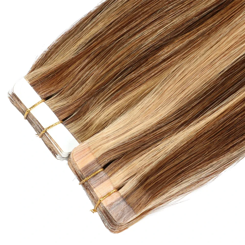 Tape In Hair Extensions 100% Menselijk Haar Steil Naadloze Huid Inslag Dubbelzijdig Tape Eindigt Hoge Kwaliteit 20 Stks/pak Recht