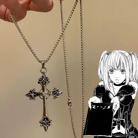 Fashion Punk Gothic Rose Cross Pendants Necklace for Women Silver Cross Choker Y2k Hip Hop Necklace Sweater Chain Gifts