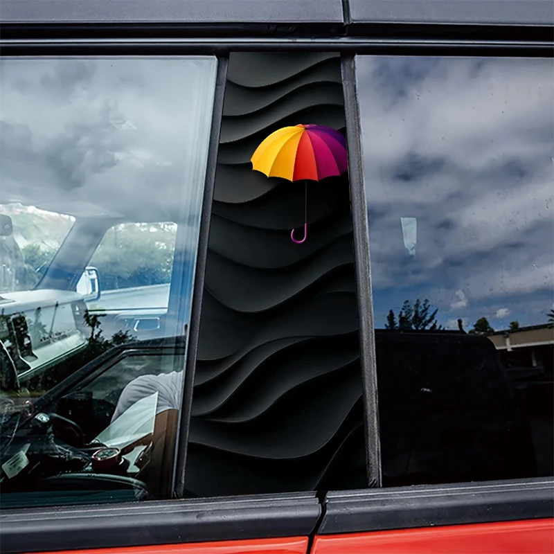 

2 pieces of automotive B-pillar stickers Gradient Color Umbrella Protective film, PVC material film