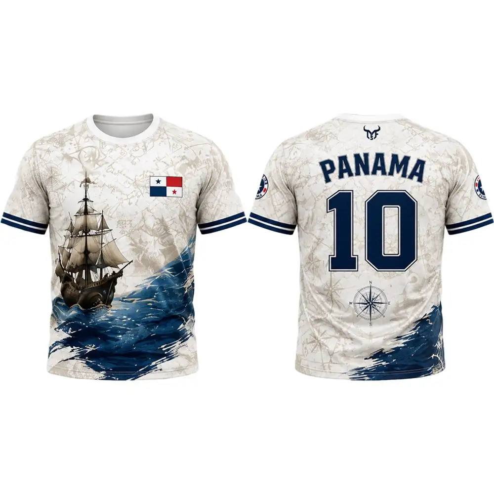 Panama Flag 3D Printed T-shirt 2026 Panama Outdoor Sports Soccer Training JerseyFamilyMatching Dry Breathable Casual Street Tops