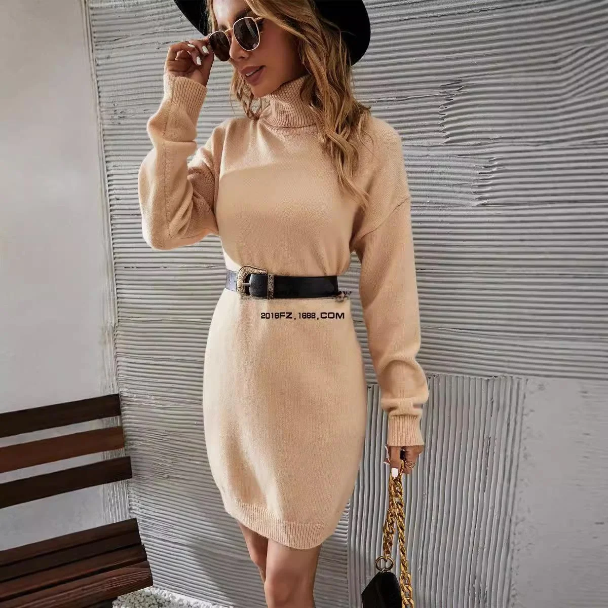 

plus Size High Ne Long Sle Slimming Fat Fur Sweater Straight Cut Hollow out Design Women's Faion Polyester Fiber Knitwear