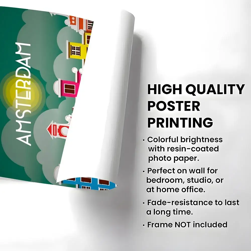 Pattern Amsterdam Canal Poster High-definition  poster stickers, suitable for bedroom, living room, home decoration