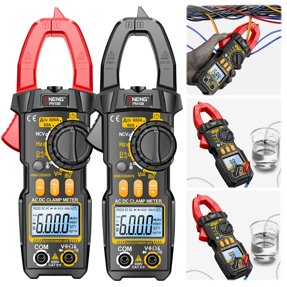 

Digital Clamp Meter AC/DC Voltmeter Ammeter LCD Display Multimeter Voltage Current Tester Voltage Multitester Professional Tool