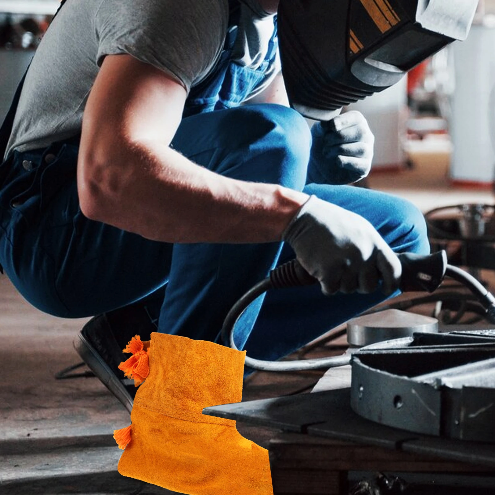 

1Pair Cowhide Welder Shoe Cover Protective Boot Cover Lightweight Durable Welder Shoe Protector for Welding Work