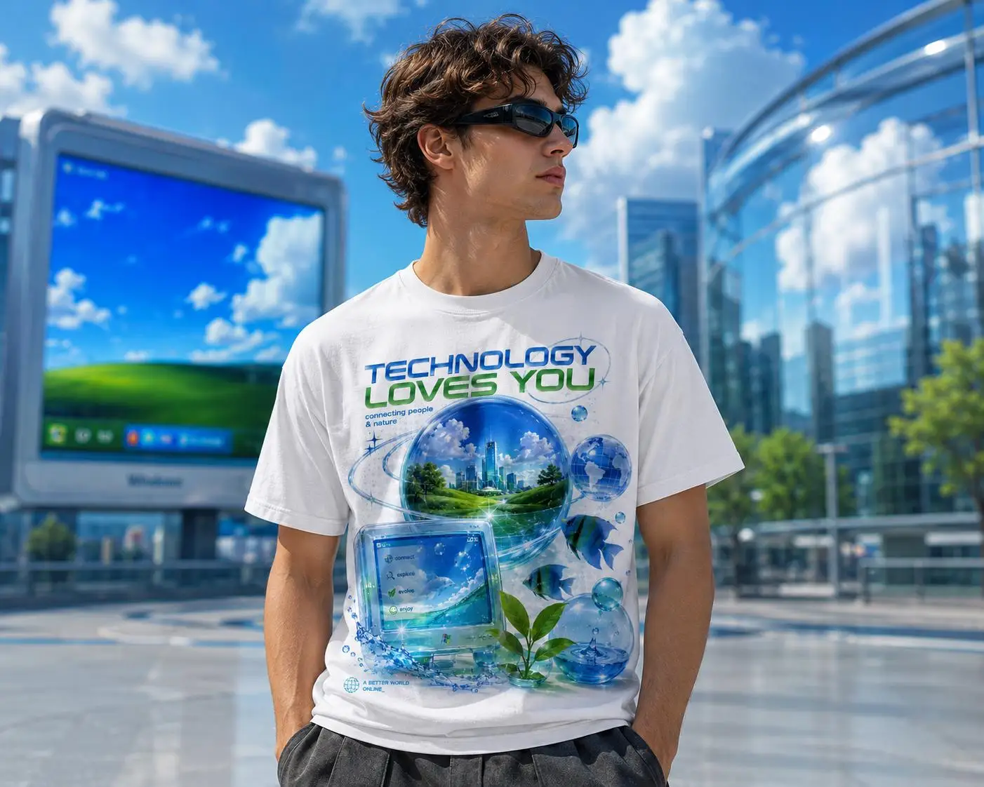 Y2K Retro Tech Graphic T-Shirt – 