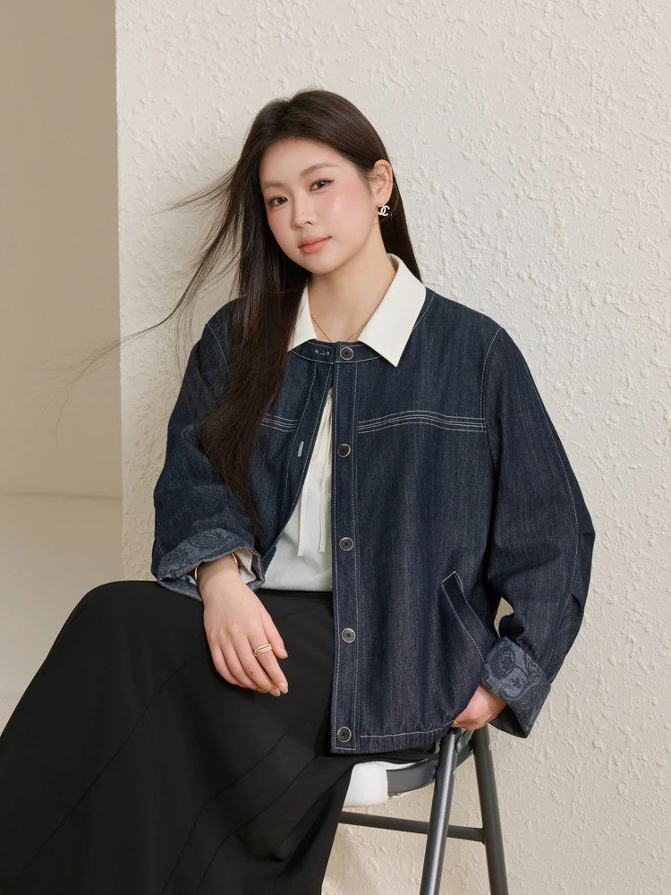 

Sli round Ne Jaet Sve Patchwork Versatile plus Size Women's Spring New Arrival Casual Korean Sle Slim Fit Coat
