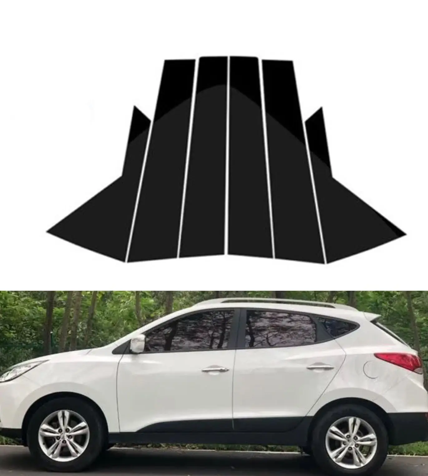 

For Hyundai IX35 6Pcs Car Pillar Posts Window Door Moulding Trims Sticker 2010 2011 2012 2013 2014 2015