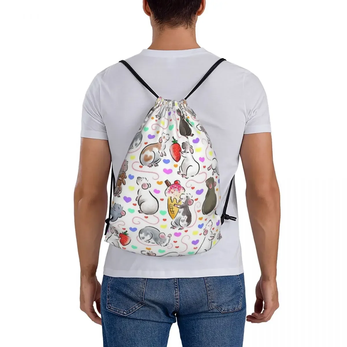 I Love Rats mochilas con cordón portátiles informales, bolsas con cordón, bolsa de artículos diversos, bolsa de libros para estudiantes de viaje