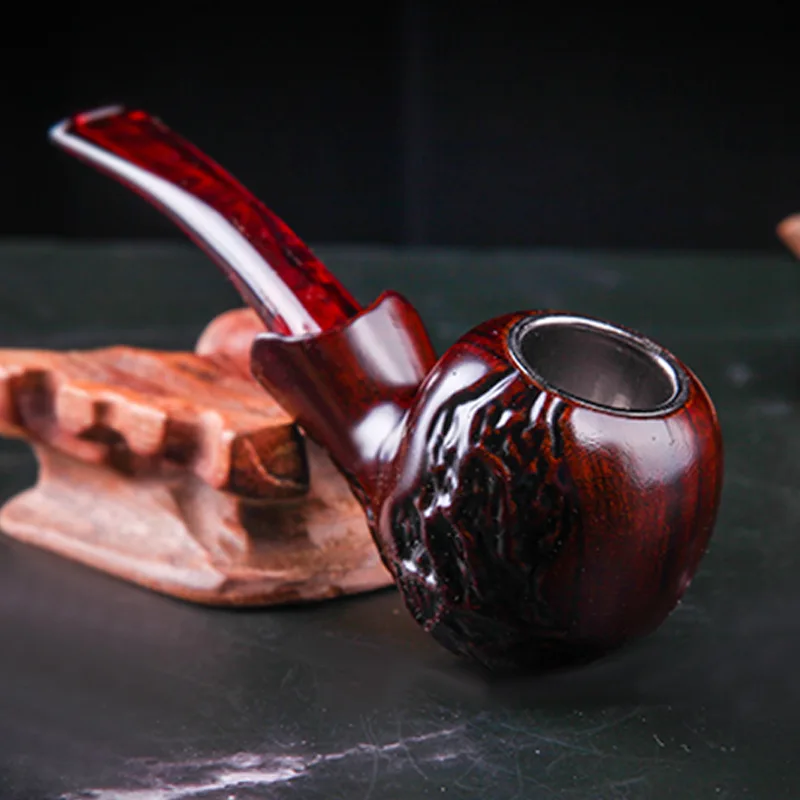 Pipe Men's Carving Classic Small and Medium Sized Rubber Wood Dry Cut Tobacco Bucket Food Grade Bite Can Be Cleaned