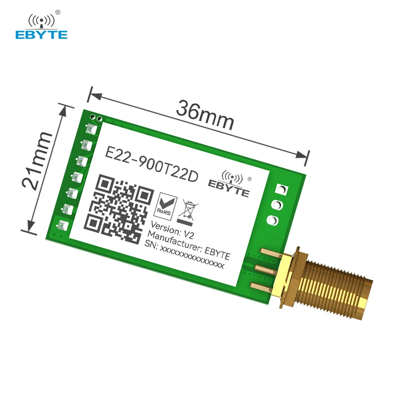 Modulo wireless LoRa 868 MHz UART 22 dBm 5 km a lungo raggio EBYTE E22-900T22D-V2 FEC SMA-K Antenna Trasmettitore wireless RF
