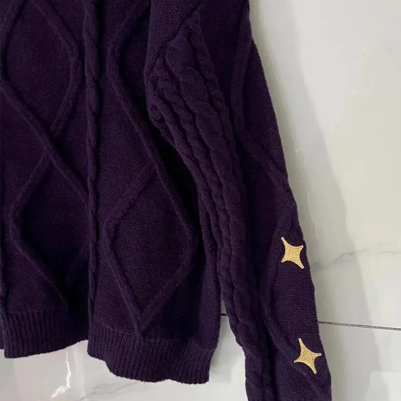 Speak Now Cardigan with Star Embroidery Button Up Chunky Knit Purple Sweater TV Album TS Fall Winter Concert Eras Tour Outfit