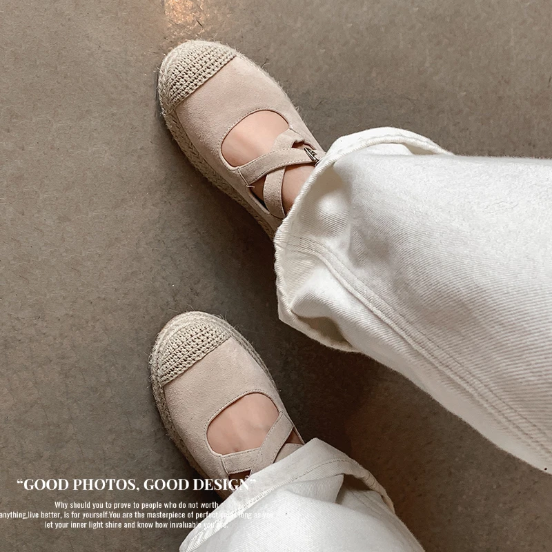 2026 new spring summer women sandals natural leather plus size 22-25cm kid suede/sheepskin+pigskin cross-strap women shoes view 3