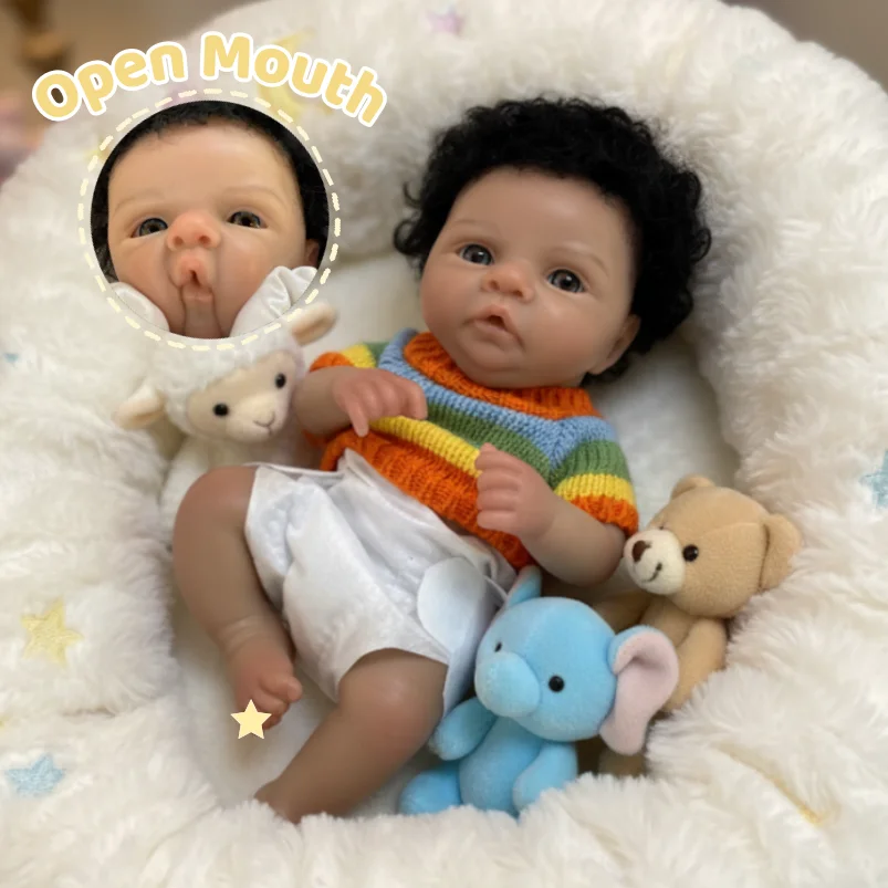 

10-11Inch Waterproof Dark Skin Miley Solid Silicone Bebe Reborn Boy With Rooted Hair Soft Touch Handmade Newborn Baby Boy Doll