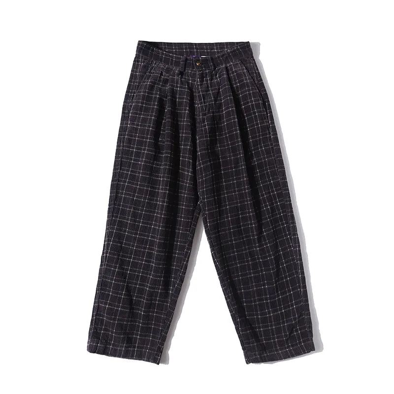 Japanese style city boy corduroy wide-leg pants loose straight-leg casual mountain style double pleat tapered Harem work pants