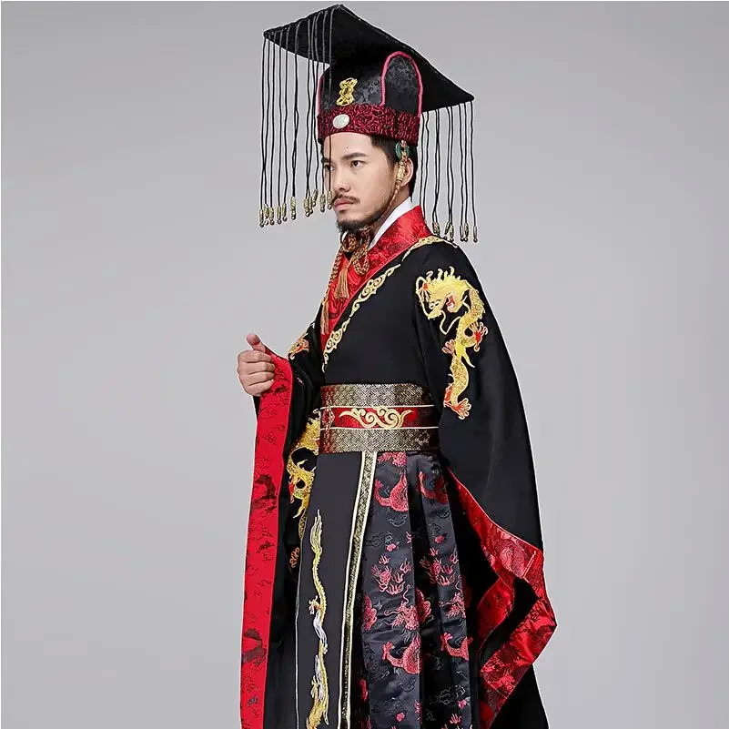 TV spielen männliche Kaiser Kostüm Drachen Stickerei Kleid traditionelle alte chinesische Hanfu Männer die Qin Dynastie imperiale Kleid