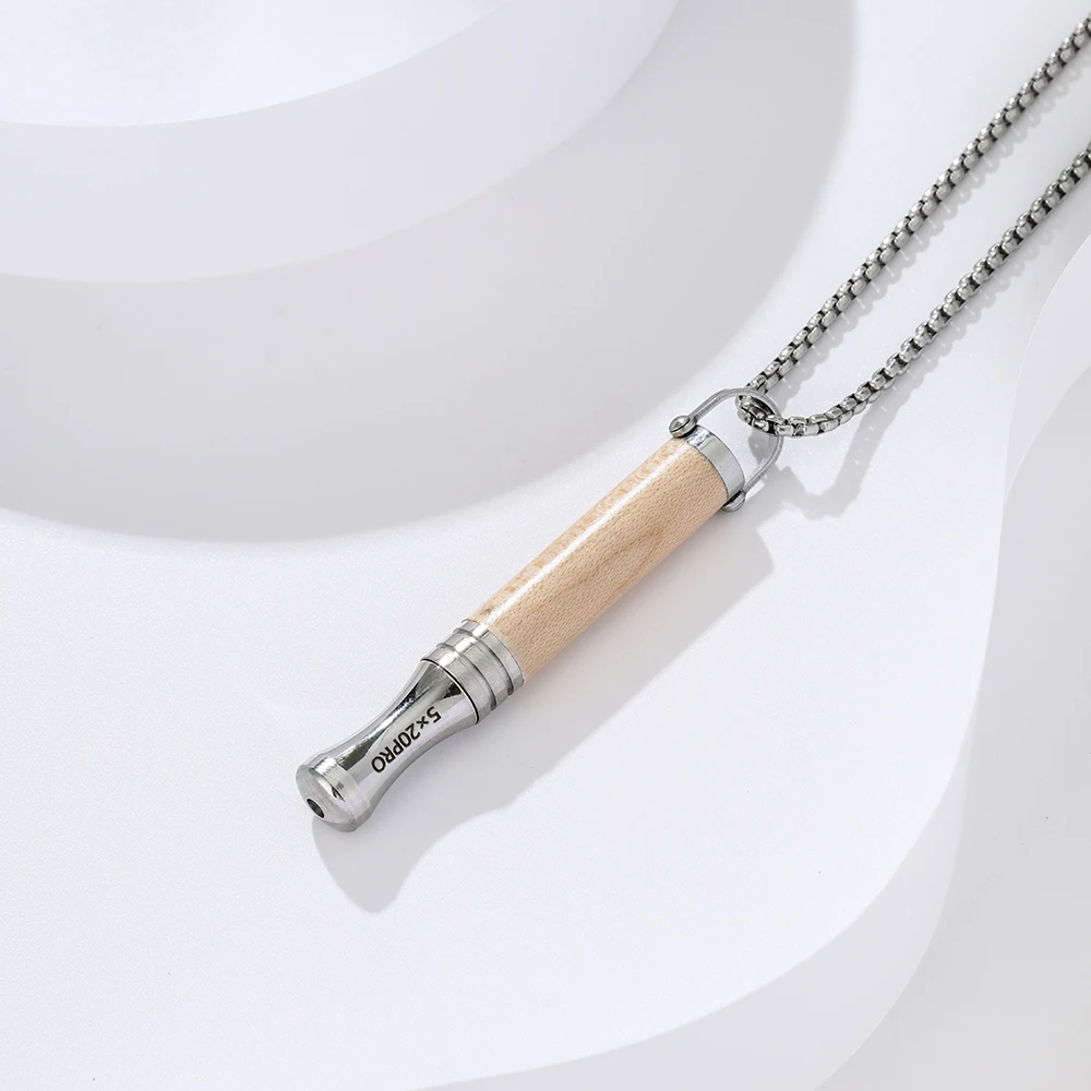 Natural Wooden Breathing Necklace Anxiety Relief Meditation Breathlink for Mindfulness Natural Calm Quit Smoking Aid Jewelry