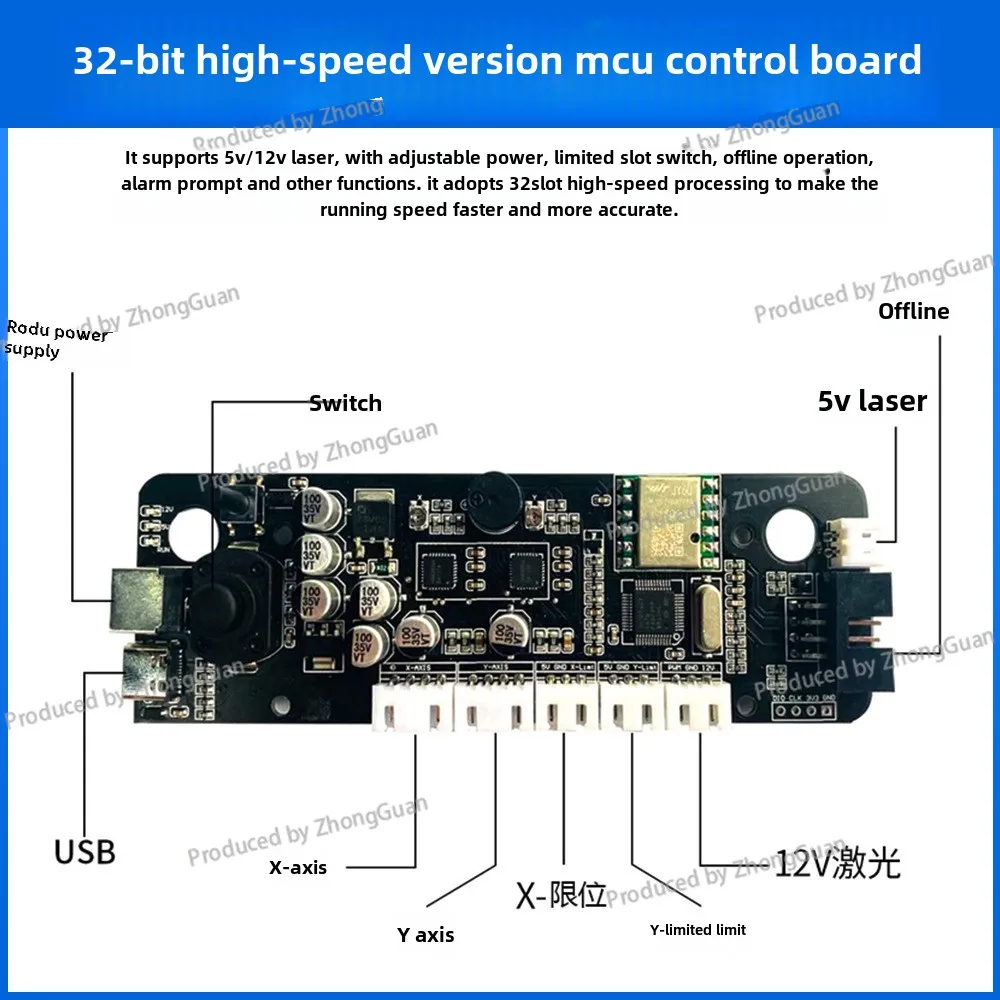 Two-axis Control Board, 32-bit Control Board for Micro Engraving Machine GRBL Firmware Control Board Two-axis Laser