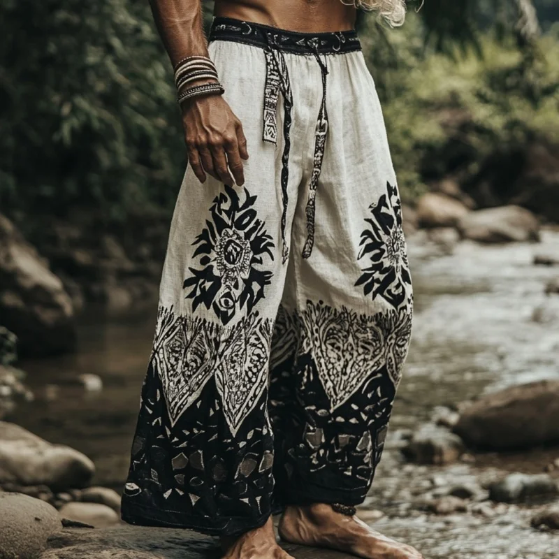 

Men's Viking retro Nordic gods' sun 3D printed autumn casual straight leg pants summer beach pants S-5XL