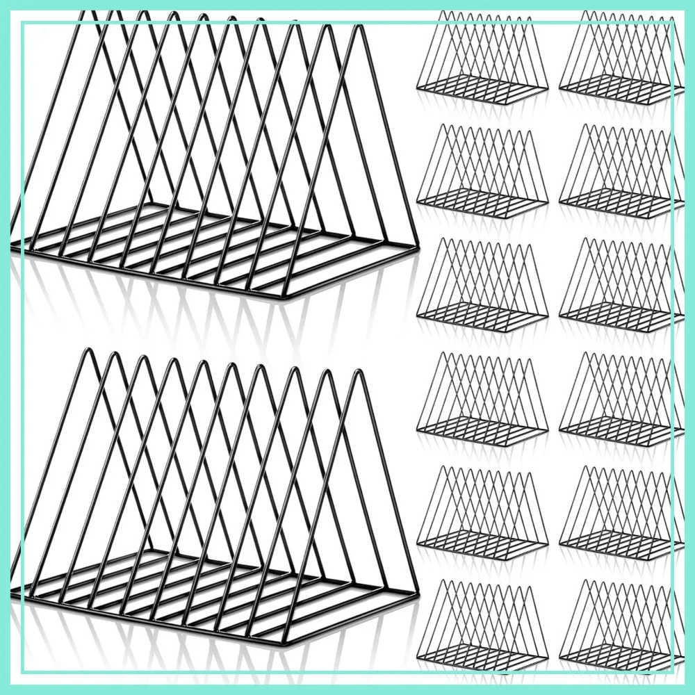

14 Pieces Triangle File Holder Metal Book Record Vinyl Storage Rack Multifunction Organizer Sorter for Home Office