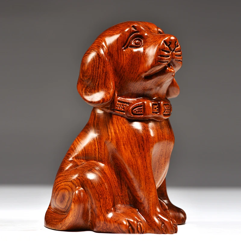 Pear wood carving dog ornament twelve zodiac solid wood home living room TV cabinet office decoration mahogany crafts