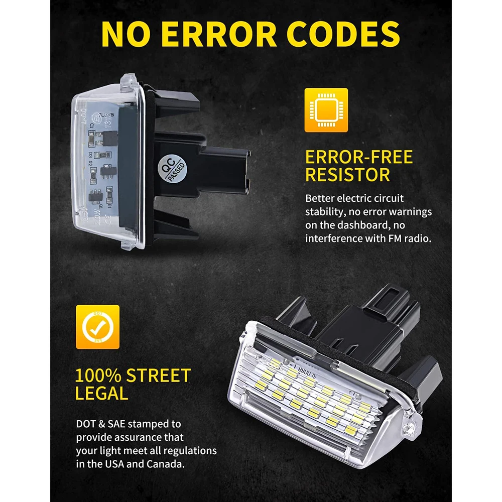 2pcs LED License Number Plate Light Lamp For Toyota Camry Corolla Prius Yaris Highland Avalon Auris Vios Esquire  EZ Noah Proace