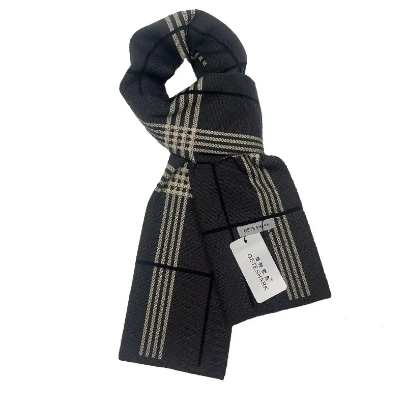 

2025 хит продаж, полосатый мужской кашемировый шарф, зимние теплые шарфы, шали, повседневный деловой длинный вязаный зимний теплый шарф