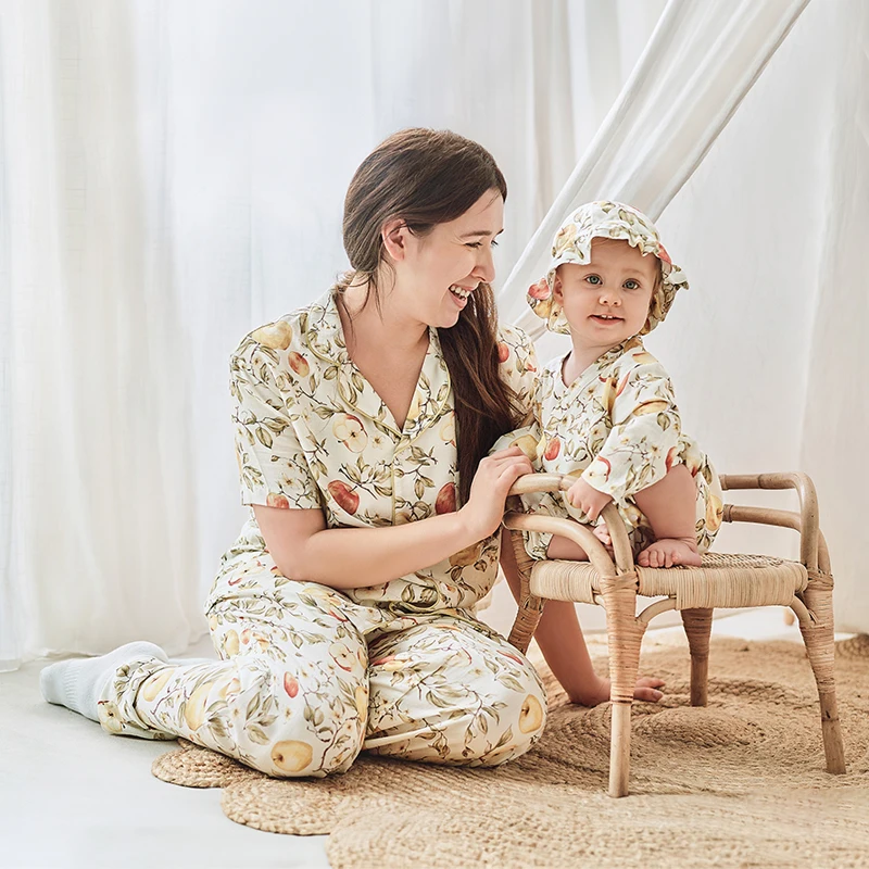 OUYUN Baby Bamboo Cotton Gauze Romper Long Sleeve Kimono Style Soft Breathable Summer Jumpsuit Snap Closure Sizes 59-100