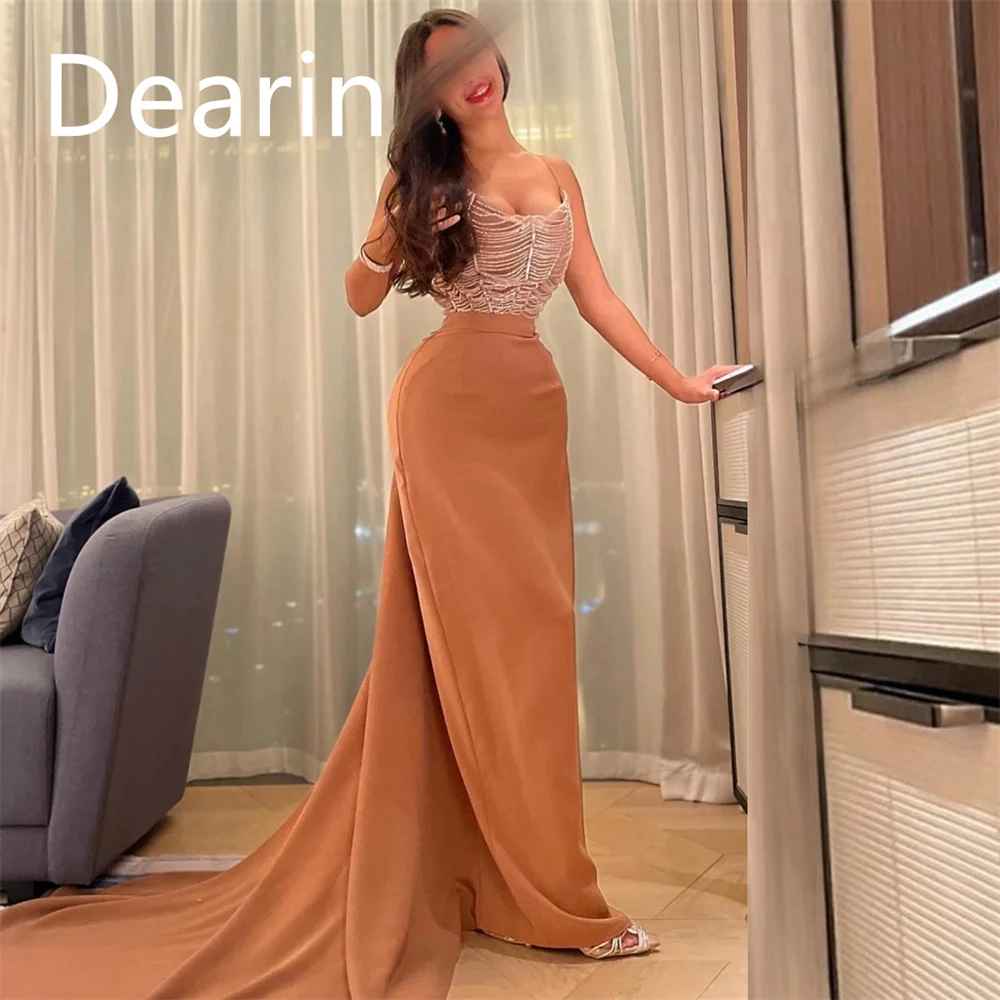 Customized Formal Dress Dearin Shoulder Girdle Column Floor Length Skirts Bespoke Occasion Dresses Evening Prom Gown Saudi Arabi